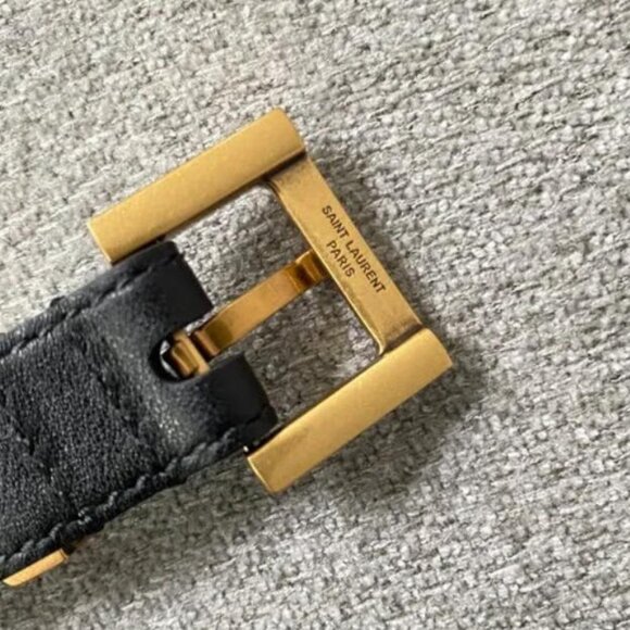 Saint Laurent Black Calfskin Belt · Gold Hardware · 90cm Length - Picture 4 of 5